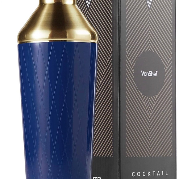 VonShef Blue Gold Cocktail Shaker, 21oz Capacity - Picture 7 of 7